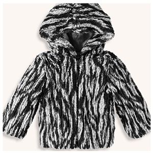SPLENDID Gray Braided Faux Fur Hooded Jacket 6-12
